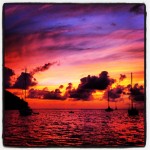Zonsondergang in Tyrell Bay, Carriacou (Grenadines)